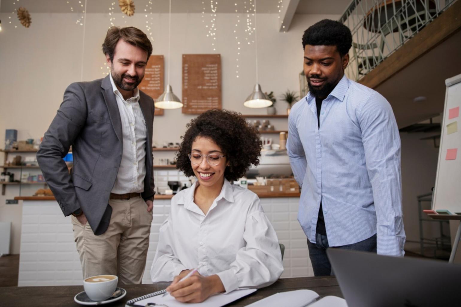 Banking education classroom with students learning financial concepts